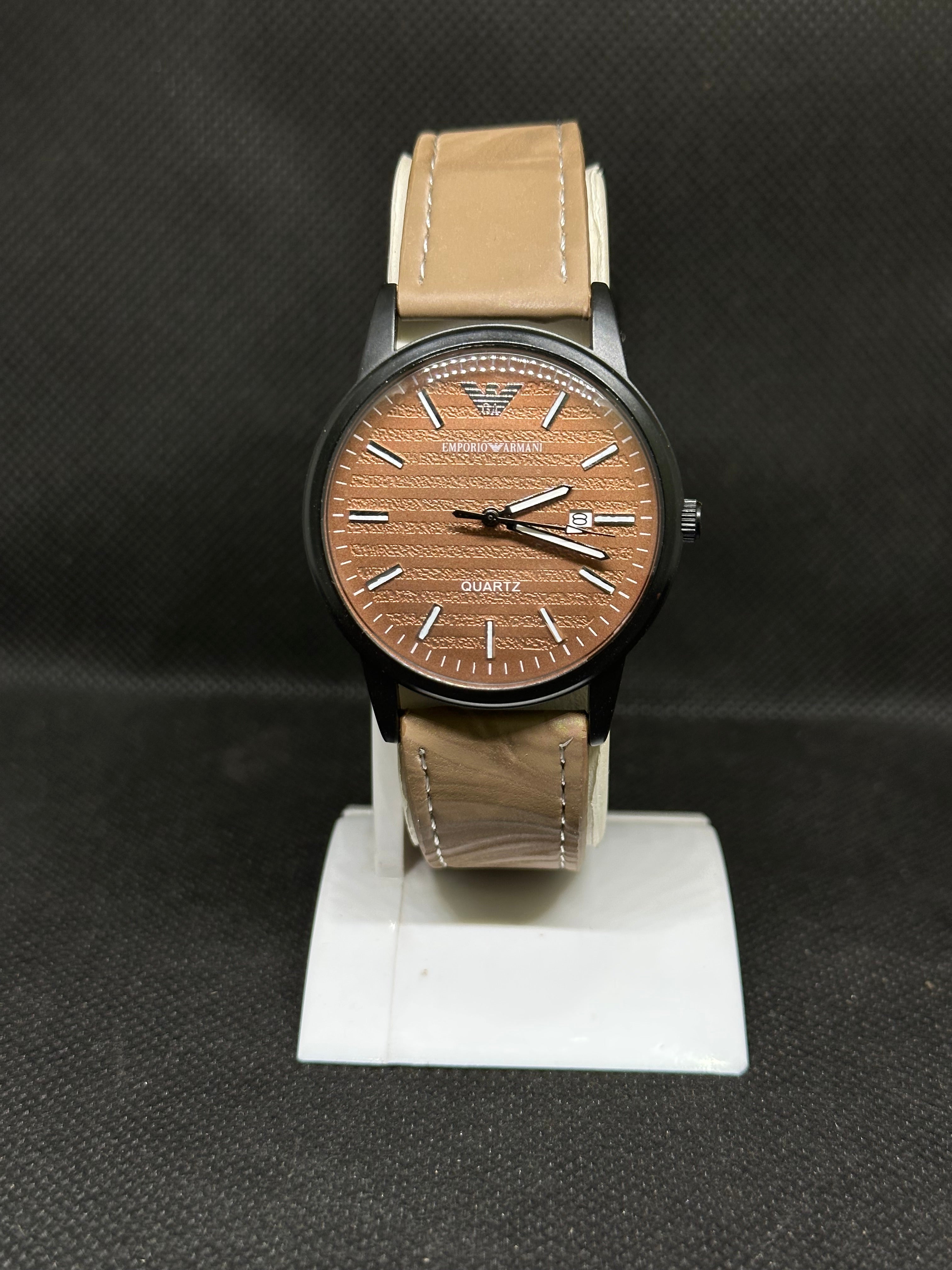 Armani magnatic leather strap watch