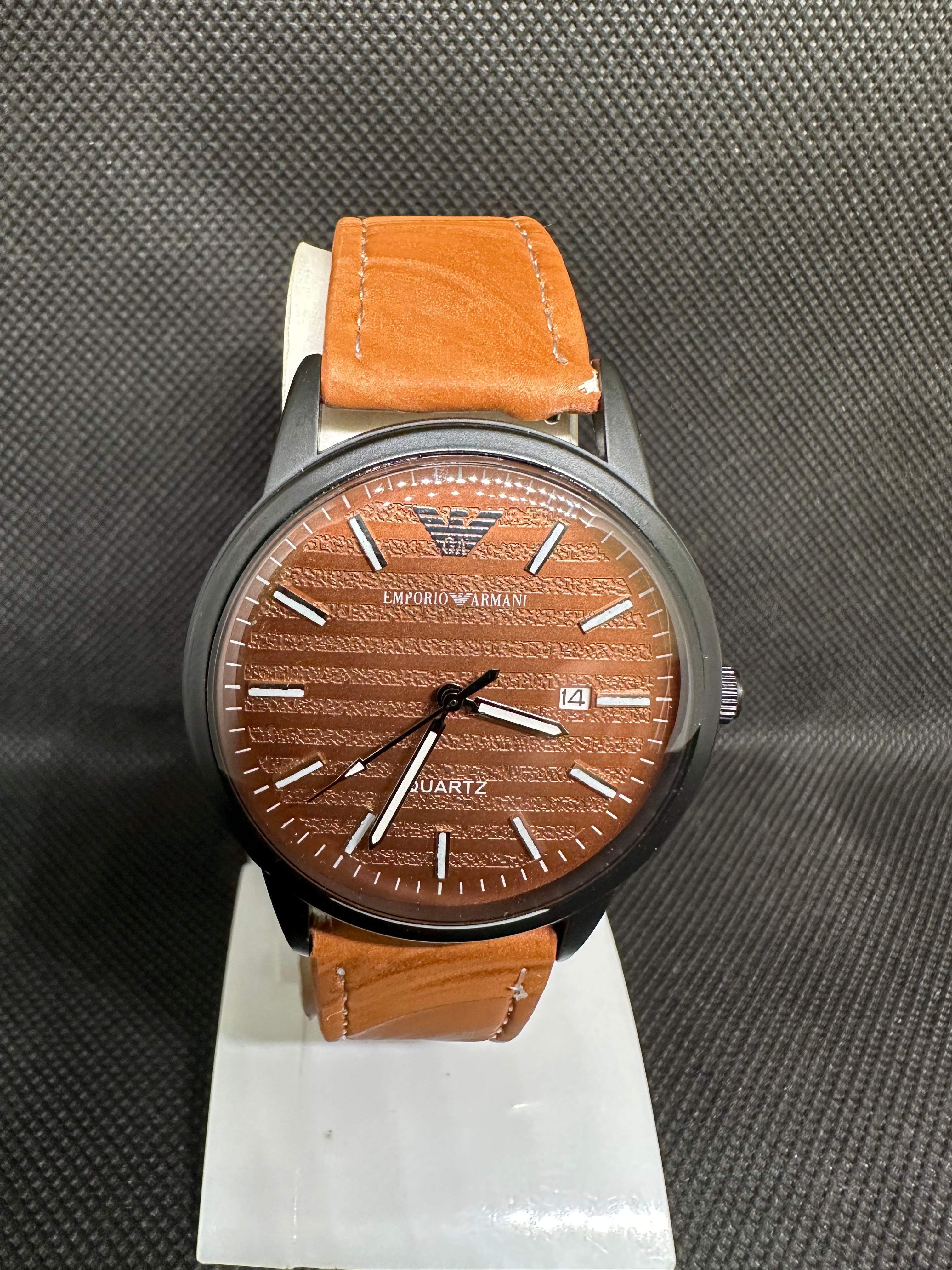 Armani magnatic leather strap watch