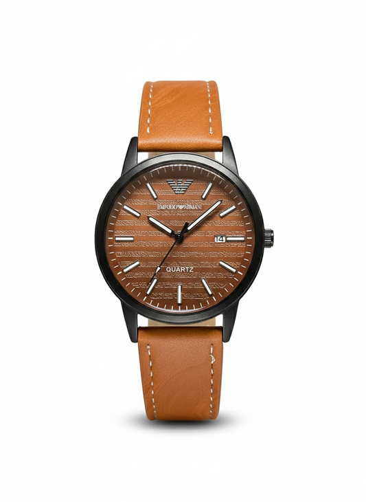 Armani magnatic leather strap watch